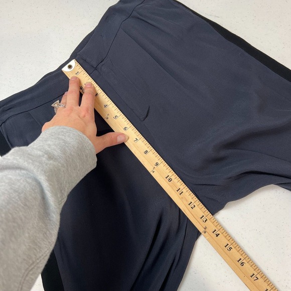 Armani Jeans Womens Jogger Trouser Size 40 Navy Side Stripe High Rise Pleated - Picture 8 of 13